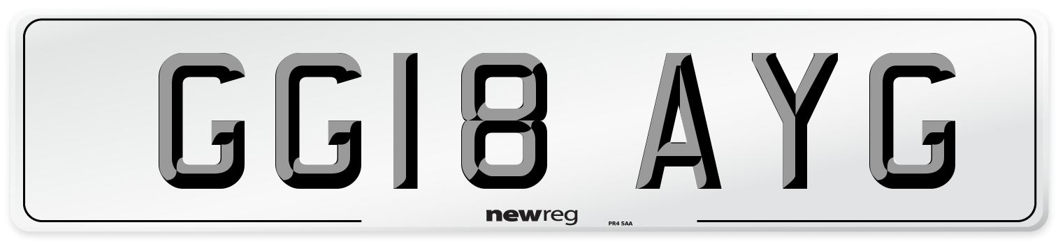 GG18 AYG Number Plate from New Reg